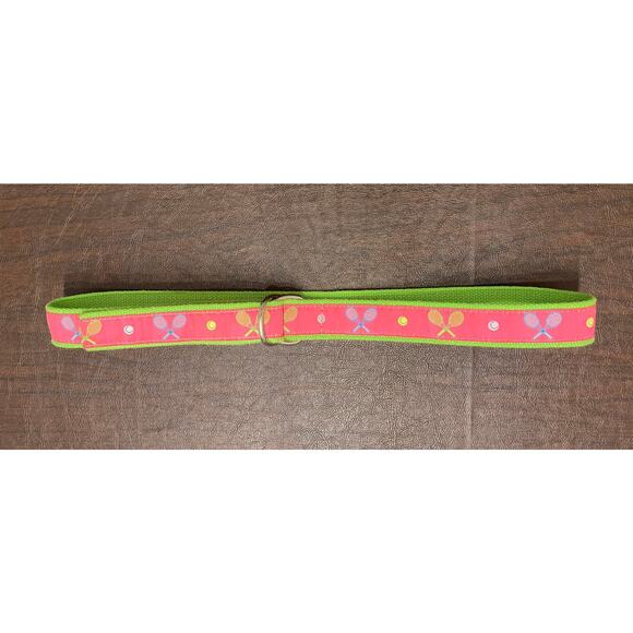 Douglas Pauquette Tennis Pickleball D Ring Pink Green Belt Preppy USA Medium - Picture 1 of 5